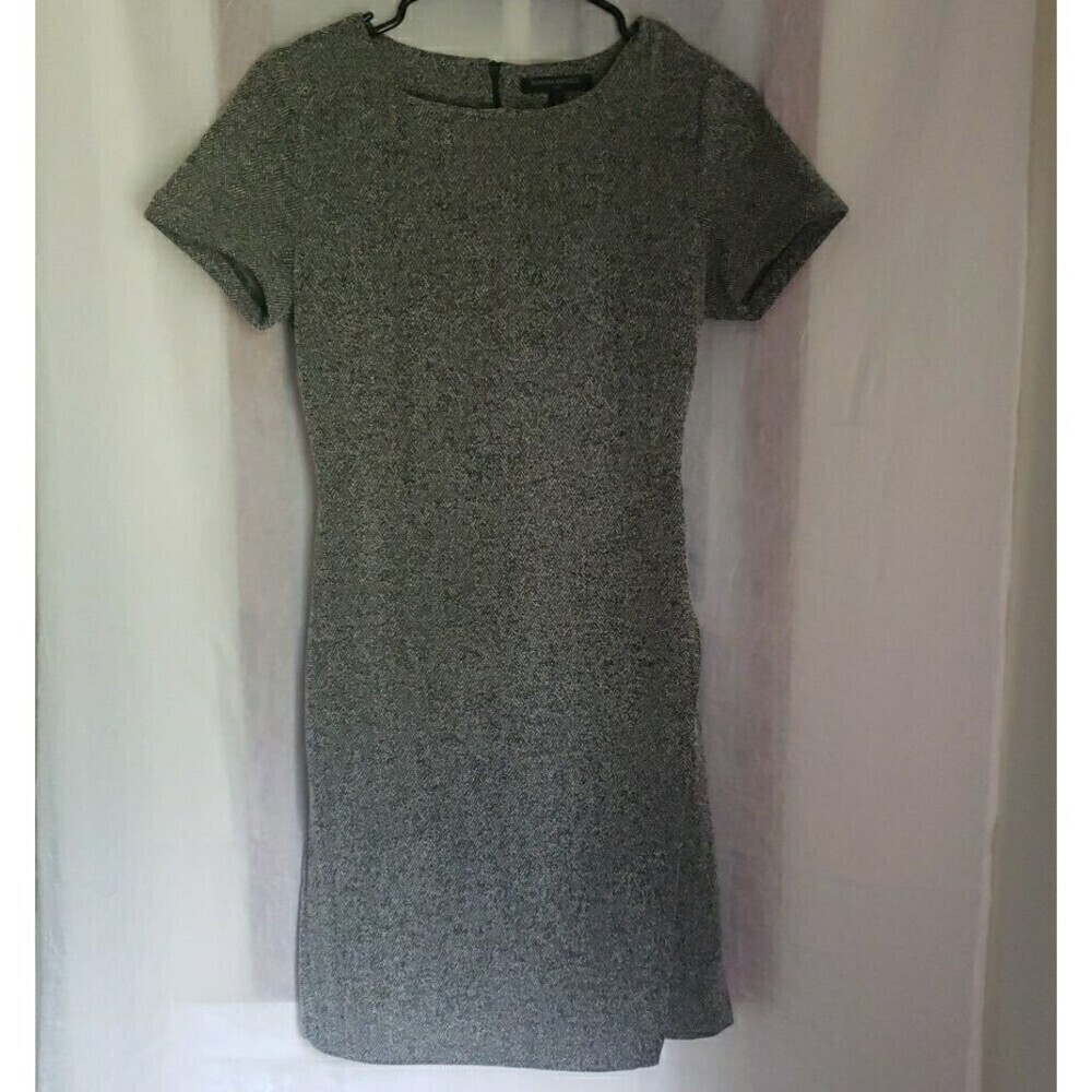 Banana Republic Women's Pencil Sheath Dress Size 2 Black & White Back Zip Wrap